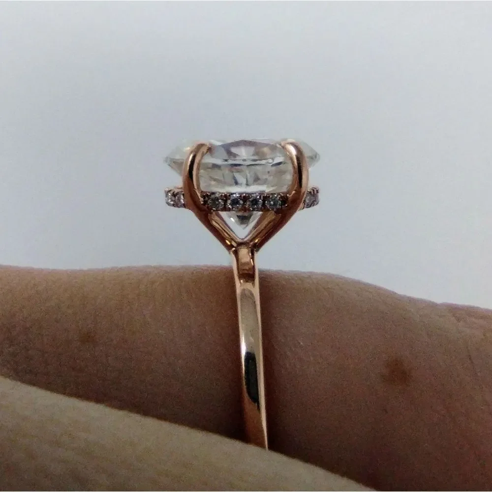 3 Ct Oval Moissanite 10k Rose Gold Solitaire Engagement Ring for Women Size 5 - Picture 10 of 12
